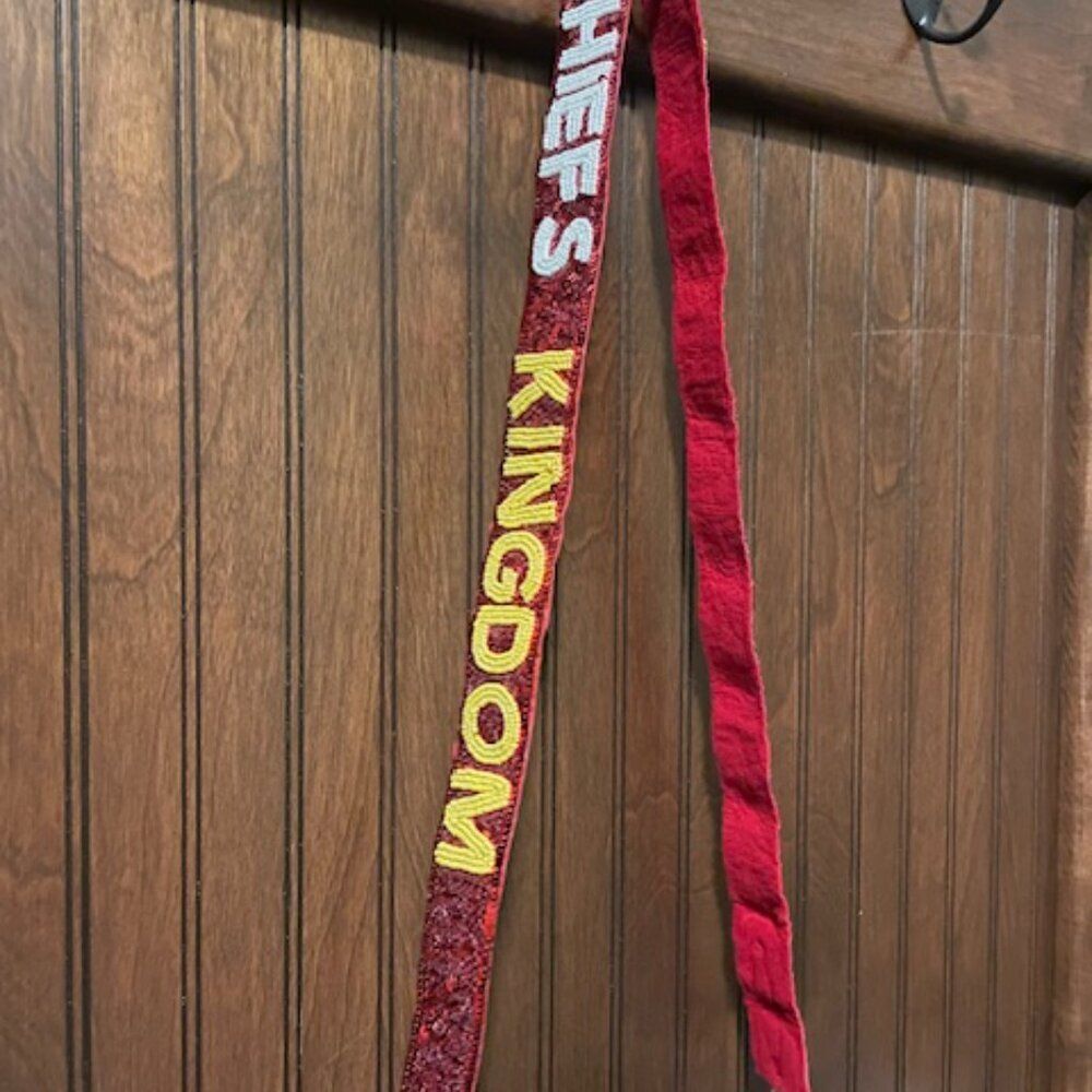 NEW Kansas City Chiefs Football KC Red Gold  Clear Bag Beaded Purse Strap - Picture 9 of 11